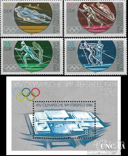 ГДР 1983 спорт Олимпиада Сараево сани лыжи ** о