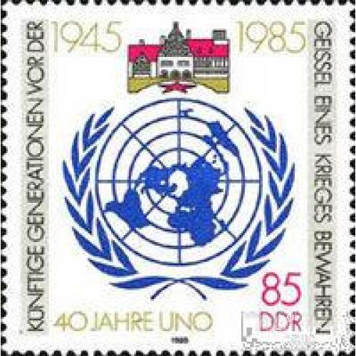ГДР 1985 ООН карта герб архитектура ** ом