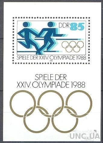 ГДР 1988 спорт олимпиада л/а блок ** о