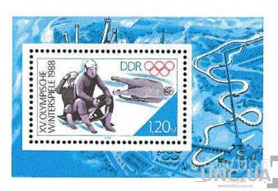 ГДР 1988 спорт олимпиада санки блок ** м