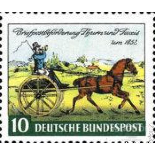 Германия 1952 100 лет первым маркам Thurn &amp; Taxis почта кареты кони фауна ** о