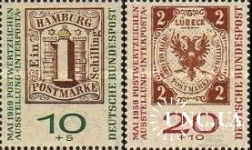 Германия 1959 филвыставка первые марки Гамбург Любек марка на марке ** о