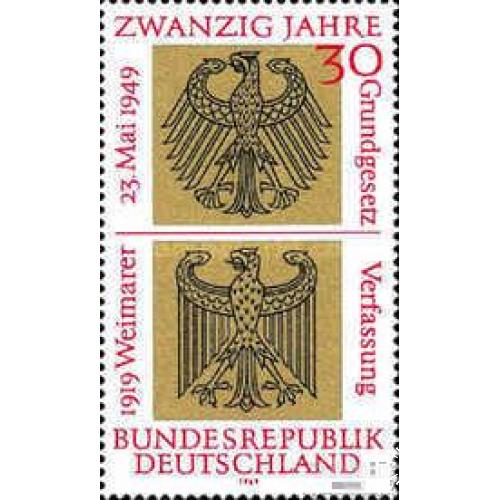 Германия 1969 20 лет ФРГ история герб орел птицы ** м