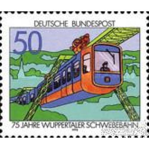 Германия 1976 подвесная железная дорога в Вуппертале ж/д поезд ** ом