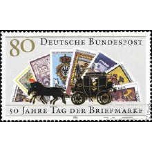 Германия 1986 Неделя письма почта марка на марке кони лошади фауна кареты герб ** ом