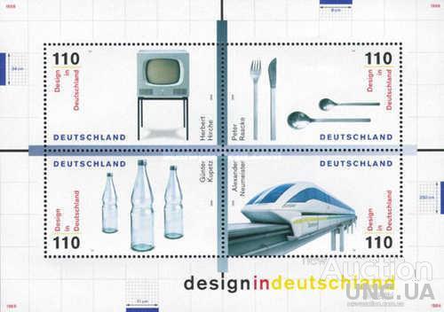 Германия 1999 дизайн ТВ посуда ж/д железная дорога блок ** м