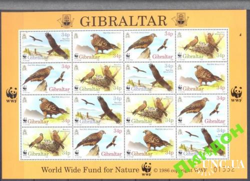 Гибралтар 1996 лист ВВФ WWF птицы фауна лист ** о