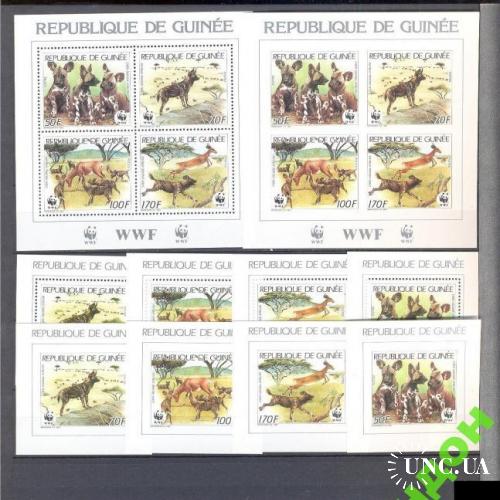 Гвинея 1987 фауна Африки гиены ВВФ WWF без/зуб ** о