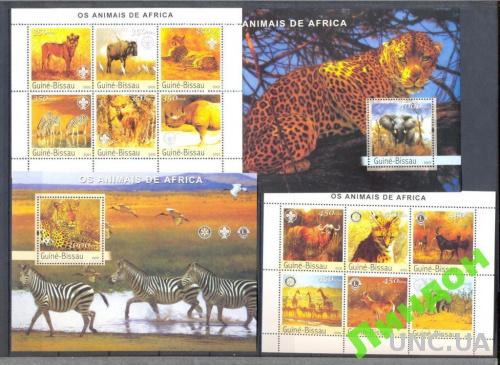 Гвинея Биссау 2003 фауна Африки кошки слон жираф ** о