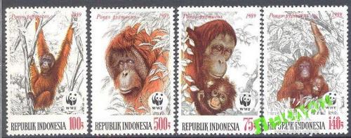 Индонезия 1989 ВВФ WWF фауна обезьяны ** о