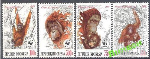 Индонезия 1989 ВВФ WWF фауна обезьяны ** о
