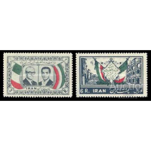 Иран 1957 Визит президент Италии А. Грамши люди флаги ** о