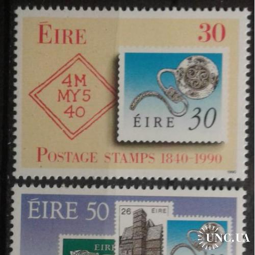 Ирландия 1990 100 лет маркам марка на марке археология ювелирное искусство карта архитектура ** о