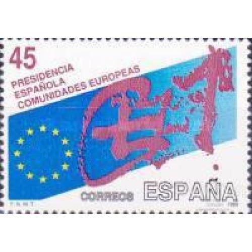 Испания 1989 Испания - глава ЕС Европа флаг карта **