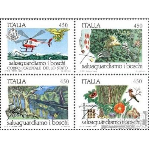 Италия 1984 Сохранение природы флора фауна птицы бабочки горы пожарные авиация вертолет кварт ** м