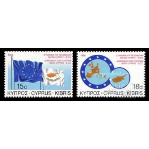 Кипр 1988 ЕС Зона свободной торговли Общий рынок флаги карта ** о