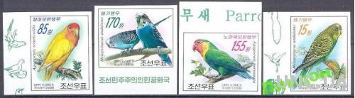 КНДР Корея Сев 2008 попугаи б/зуб птицы фауна ** о