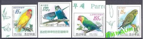КНДР Корея Сев 2008 попугаи без/зуб птицы фауна ** о