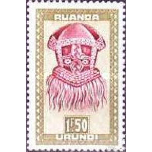 Колонии Бельгия Руанда - Урунди 1948 маски этнос искусство религия ремесло 1,50 ** о