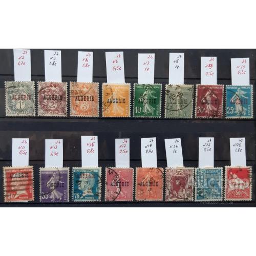 Колонии Франция Алжир 1924 - 1927 надпечатка 16 марок гаш. о