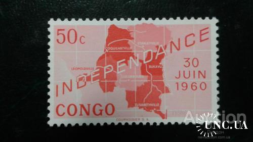 Конго 1960 Независимость карта 1м ** о