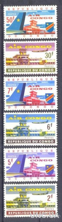 Конго 1963 авиапочта авиация самолеты аэропорт архитектура ** о