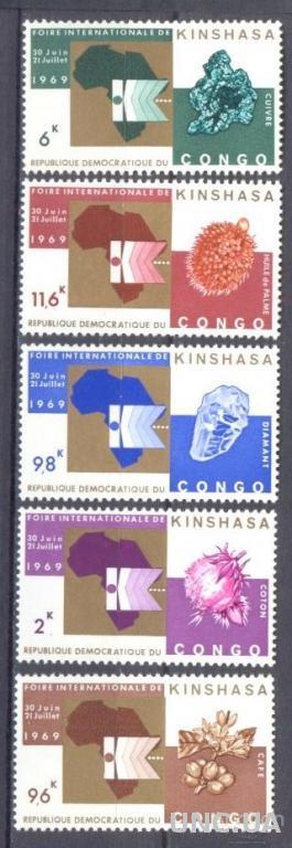 Конго 1969 Международная ярмарка карта флора фрукты минералы камни ** о