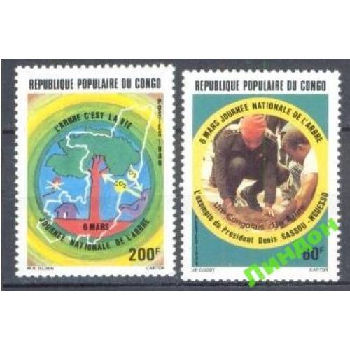 Конго 1986 фауна Африки природа люди карта ** о