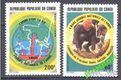Конго 1986 фауна Африки природа люди карта ** о