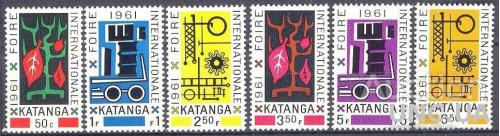 Конго Катанга 1961 продукция республики с/х флора деревья машины металл надп-ка колонии ** о