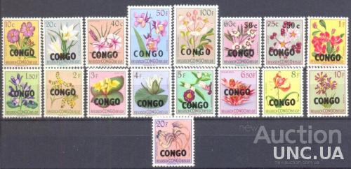 Конго Киншасса 1960 флора цветы надп-ка 17м колонии ** о