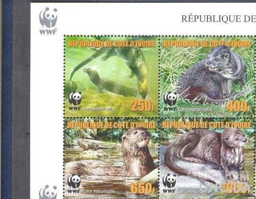 Кот Дивуар 1996 фауна Африки ВВФ WWF кварт ** о