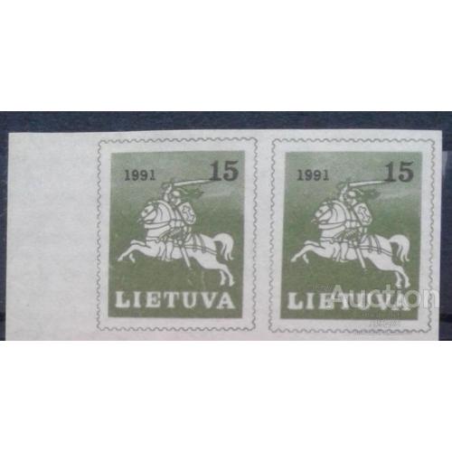 Литва 1991 стандарт 15 герб рыцари кони пара + поле ** о