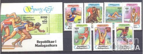 Мадагаскар 1994 спорт олимпиада футбол бокс штанга л/а кони ** о