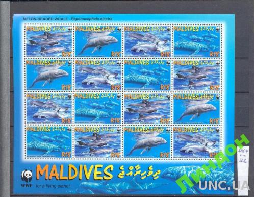 Мальдивы 2004 морская фауна дельфины ВВФ WWF рыбы лист ** о