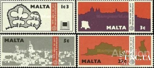 Мальта 1975 ООН Год архитектуры античные города археология карта ** о