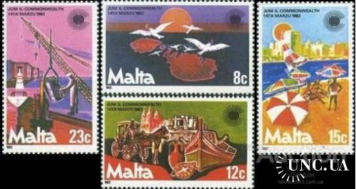 Мальта 1983 День Содружества карта птицы лодки флот кони кареты археология туризм яхты пляж ** о