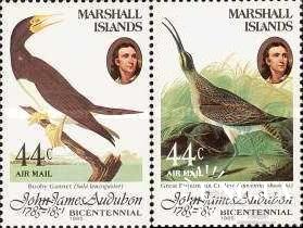 Маршаллы 1985 птицы фауна Одюбон живопись 2м сцепка ** о