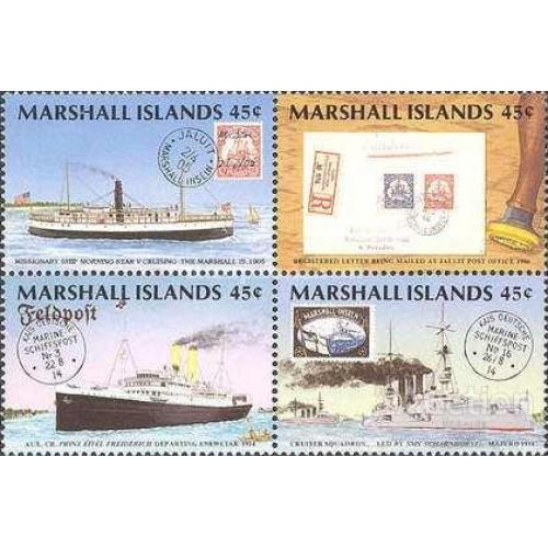 Маршаллы 1989 почта флот корабли ВМФ марка на марке кварт ** м