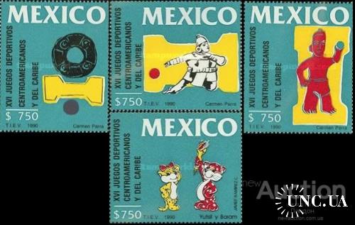 Мексика 1990 спорт Карибские Игры археология искусство сцепка ** о