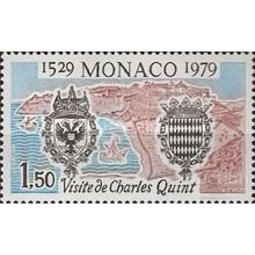 Монако 1979 450 лет визит короля Карла V Испания Германия Римская Империя гербы архитектура ** о