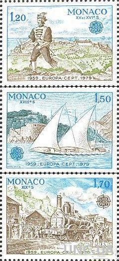 Монако 1979 Европа Септ почта костюм корабли флот ж/д паровоз серия ** о