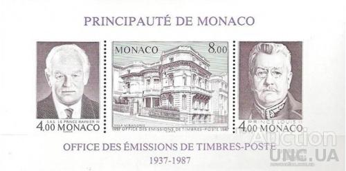 Монако 1987 50 лет почте Монако люди короли архитектура блок без/зуб ** о