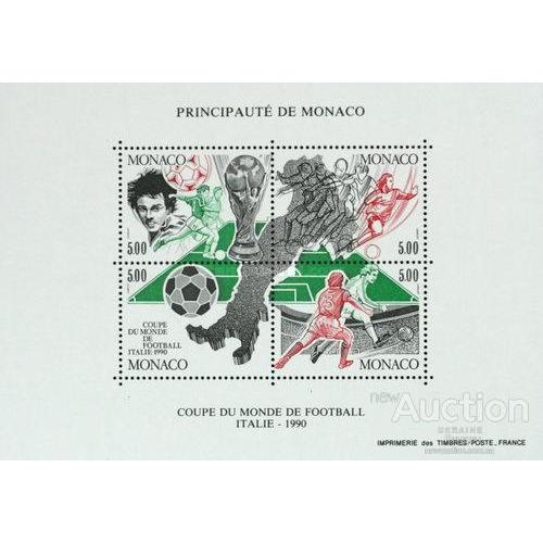 Монако 1990 спорт футбол ЧМ Италия блок ** с
