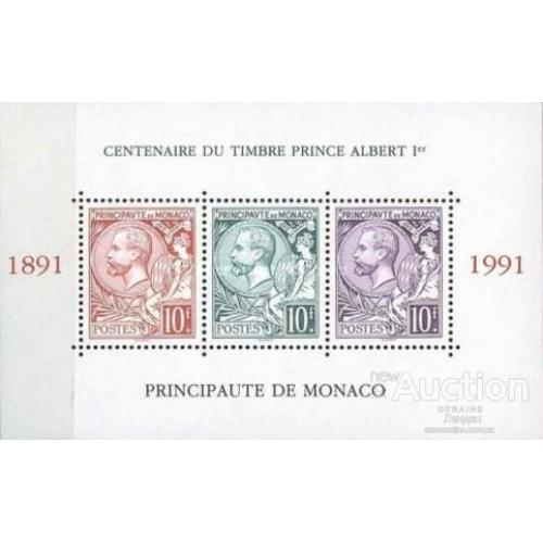 Монако 1991 100 лет принц Альберт I люди блок филателия ** о