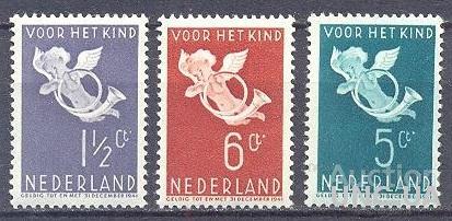 Нидерланды 1936 марки - детям дети почта ангелы религия ** о