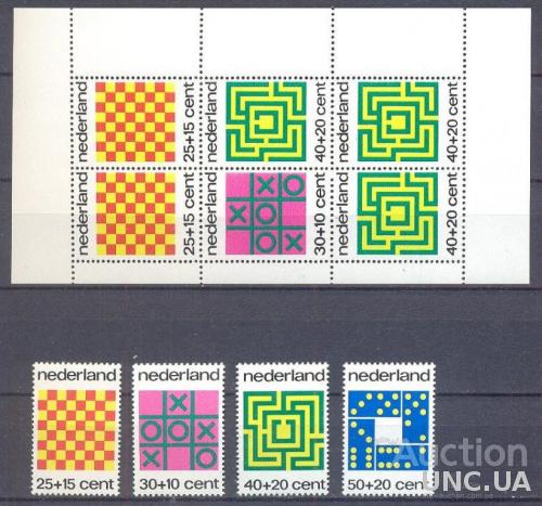 Нидерланды 1973 марки - детям дети игры шахматы домино азарт математика лист + серия ** о