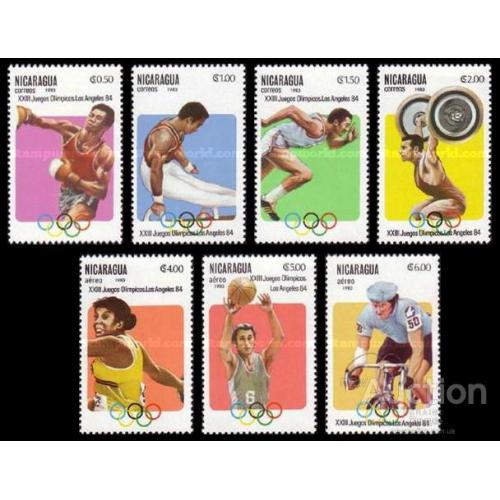 Никарагуа 1983 спорт олимпиада штанга бокс велосипед ** о