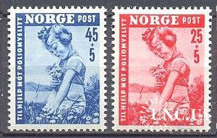 Норвегия 1950 дети флора Борьба с полиомелитом Красный Крест медицина ** о