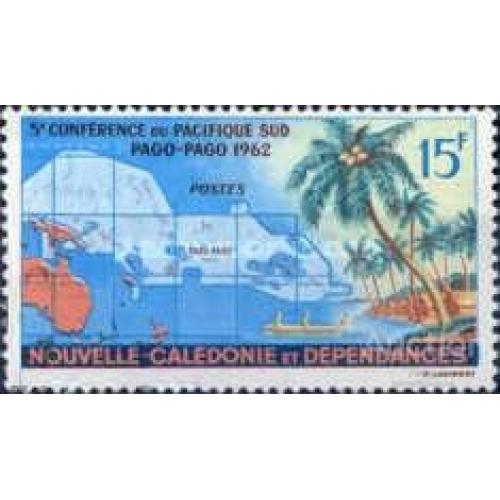 Новая Каледония 1962 5я Тихоокеанская конференция карта флот лодки море флора ** о